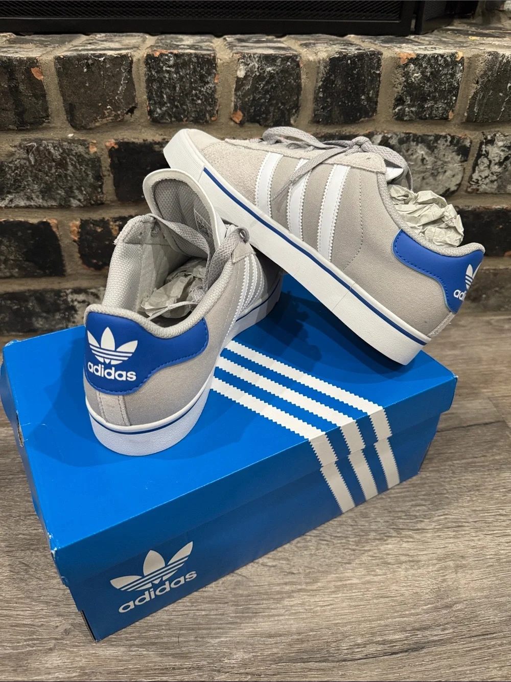 adidas Campus Vulc in Grey Two / Cloud White / Blue (style ID1362)